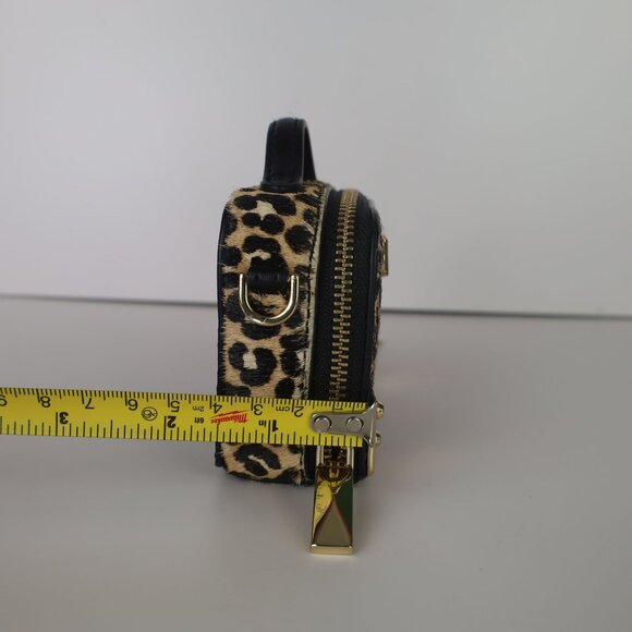 Michael Michael Kors Estelle Micro Trunk Crossbody Leopard Print Tan/ Black - Picture 13 of 14